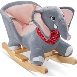 TECTAKE Éléphant À Bascule En Peluche À Partir De 12 Mois Avec Effet Sonore