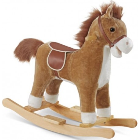 TECTAKE Cheval À Bascule En Peluche Structure En Acier 31 X 65 X 61 Cm Marron