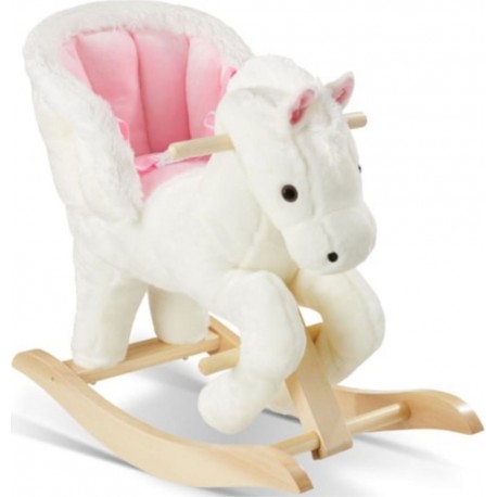 TECTAKE Cheval À Bascule En Peluche Structure En Acier 30 X 69,5 X 56 Cm Blanc