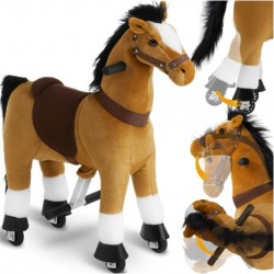 TECTAKE Cheval À Bascule En Peluche Sur Roulettes Avec Pédales Antidérapantes