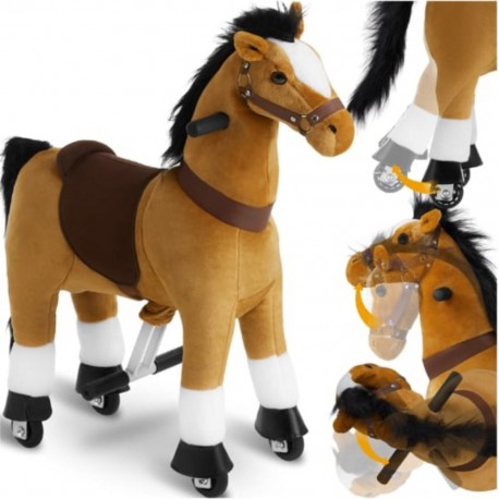 TECTAKE Cheval À Bascule En Peluche Sur Roulettes Avec Pédales Antidérapantes