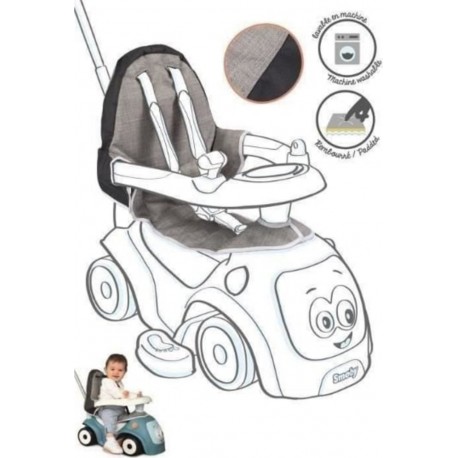 SMOBY Housse De Siege Pour Porteur Maestro Confortable Et Rembourrée Pour Enfant A Partir De 6 Mois Gris Et Bleu