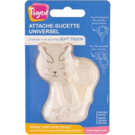 TIGEX Attache sucette blanche universel Soft Touch