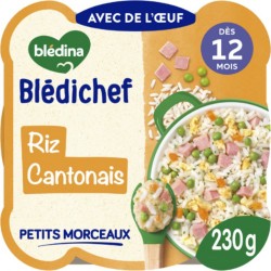 BLEDINA Plat bébé dès 12 mois Riz Cantonnais Petits Morceaux Bledichef 230g