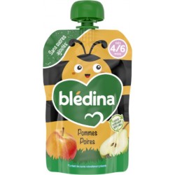 BLEDINA Compote Bébé dès 4/6 mois en Gourde Pommes Poires 100g