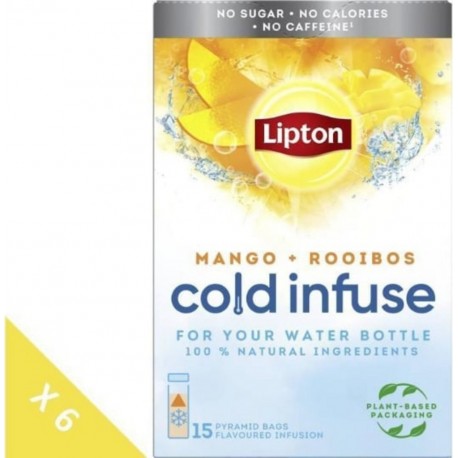 LIPTON Lipton Infuse A Froid Mangue Rooibos, Eau Aromatisée Healthy (6x 15 Sachets Pyramid)