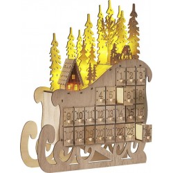 Clair Décoration De Noël Led Impala Calendrier De L'avent 40 Cm Marron