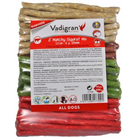 VADIGRAN Friandises Sticks Munchy Mix Ø6 Mm X 13 Cm, 100 Sticks Pour Chien Vadigran