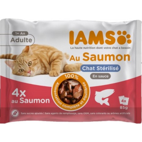 IAMS Pâtée pour Chat Adulte Stérilisé en Sauce Saumon