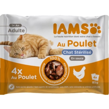 IAMS Patée pour Chat Adulte Stérilisé en Sauce Poulet