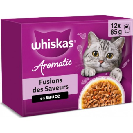 WHISKAS Pâtée pour Chat Adulte en Sauce Fusions des Saveurs