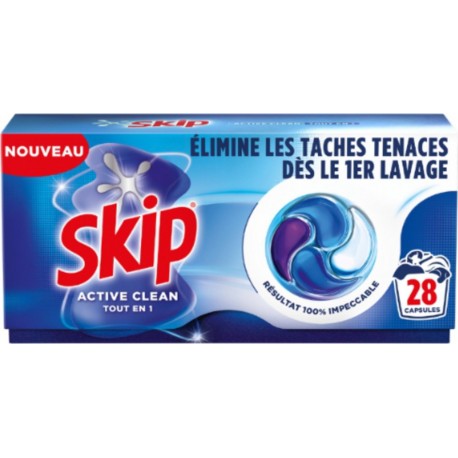 SKIP Lessive Capsules Active Clean Tout en 1