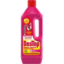 DESTOP Déboucheur Spécial Cheveux Gel Epais à la Soude pour tous Types de Canalisations 1L