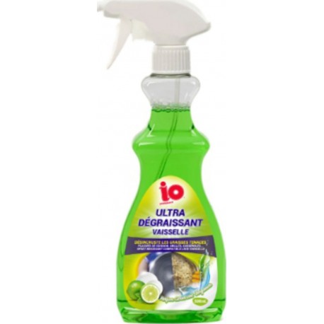 IO Ultra Dégraissant Vaisselle pour Plaques de Cuisson, Grilles, Casseroles... Compatible Lave-Vaisselle Parfum Citron Vert-Berg