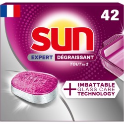 SUN Tablettes lave-vaisselle Tout en 1 Anti-tâches Expert Dégraissant