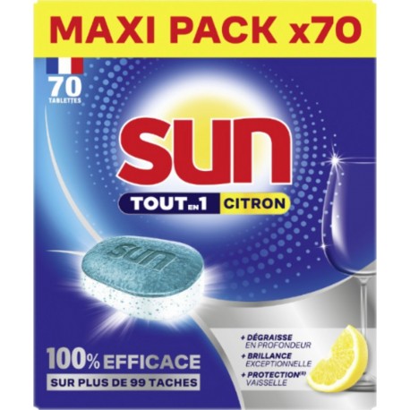 SUN Tablettes Lave-Vaisselle Tout-En-1 Citron