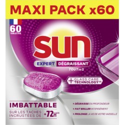 SUN Tablettes Lave Vaisselle Expert Dégraissant Tout en 1