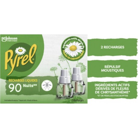 PYREL Anti-Moustiques Répulsif Recharge Liquide Parfum Eucalyptus Action Continue