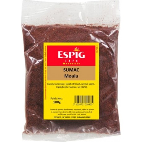 ESPIG Sumac Moulu Épice En Poudre Pour Cuisine 100g