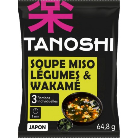 TANOSHI Soupe Instantanée Miso Légumes Wakamé 65g