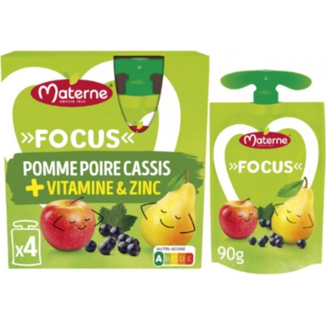 MATERNE Compote Focus Pomme Poire Cassis + Vit & Zinc