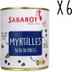 SABAROT Sabarot Lot 6 X Myrtilles Conserve 310g