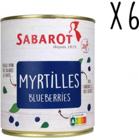 SABAROT Sabarot Lot 6 X Myrtilles Conserve 310g