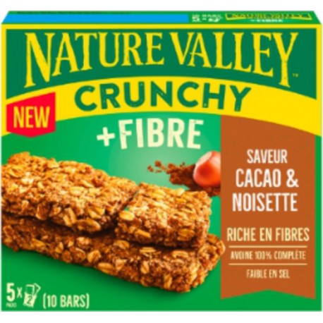 NATURE VALLEY Barres de Céréales Crunchy +Fibre Cacao & Noisette