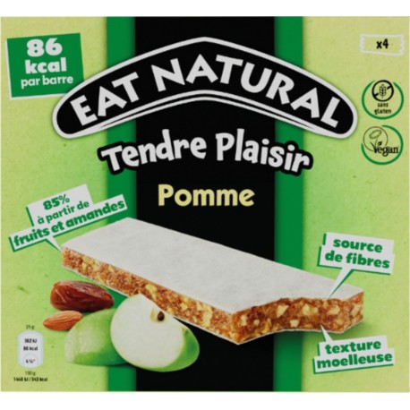 EAT NATURAL Barre Tendre saveur pomme avec dattes et amandes entre deux feuilles de pain azyme
