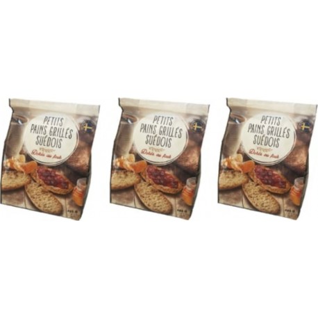 AGIDRA Lot 3x Petits Pains Grillés Suédois Paquet 225g