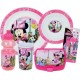 Disney Lot Vaisselle Minnie Fun House 006377 Verre, Assiette Creuse, Assiette Plate, Gourde, Boîte Goûter
