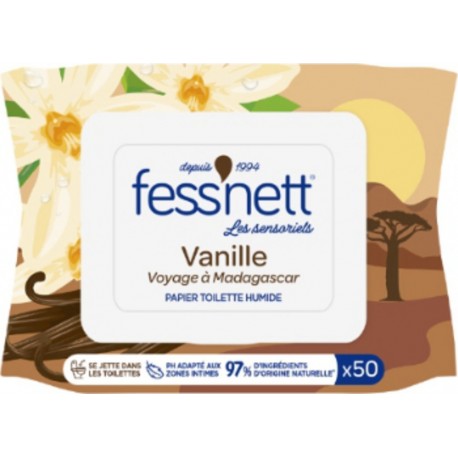 FESS'NETT Papier Toilette Humide Les Sensoriels Vanille Voyage à Madagascar