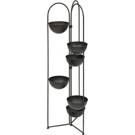 ATMOSPHERA Porte-plante Reso 6 Places En Acier 38x42x124cm Noir Atmosphera