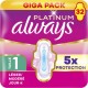 ALWAYS Serviettes Hygiéniques Platinum Avec Ailettes Flux Léger / Modéré Jour Taille 1