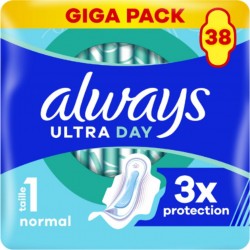 ALWAYS Serviettes Hygiéniques Avec Ailettes Normal Taille 1 Ultra Day