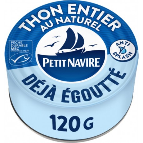 PETIT NAVIRE Thon Entier au Naturel MSC Déjà Égoutté