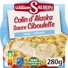 WILLIAM SAURIN Plat Cuisiné Colin d'Alaska Sauce Ciboulette Crème & Torsades 280g