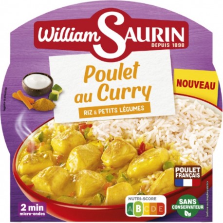 WILLIAM SAURIN Riz Poulet au Curry, Riz et Petits Légumes 300g
