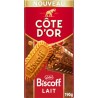 COTE D'OR Tablette de Chocolat au Lait Eclats de Biscuit Croustillant Biscoff 190g