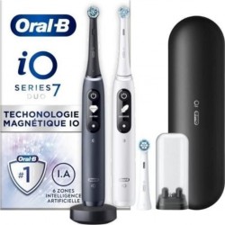 Oral-B ORAL B Io 7 Io 7 Lot De 2, Brosses A Dents Électriques Noire Et Blanche, 3 Brossettes, 1 Étui De Voyage
