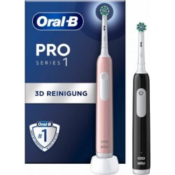ORAL B Oral-b Pro Series 1 Lot De Deux, Brosses A Dents Électriques Rose Et Noire, 2 Brossettes, Conçue Par Braun