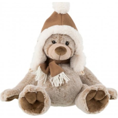 PARIS PRIX Peluche Ours chapeau 32cm Marron