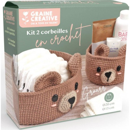 GRAINE CREATIVE KIT 2 CORBEILLES OURS