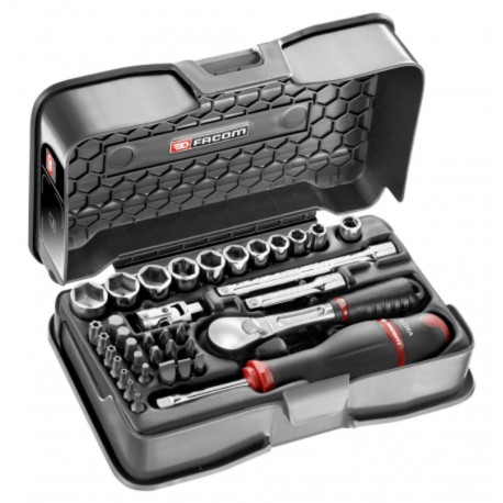 Facom Coffret cliquet + douilles 1/4'' 6 pans 37 pièces Facom RL.161-6P6