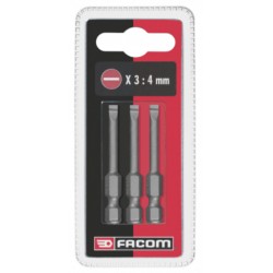 Facom Jeu de 3 embouts vissage standard épaisseur 0,6mm x 50mmpour vis à fente série 6 Facom ES604,5.J3