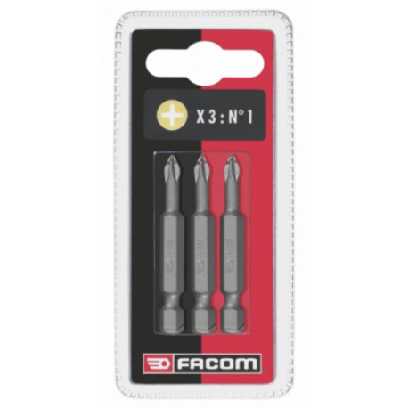 Facom Jeu de 3 embouts vissage PH3 haute performance titane série 6 pour vis cruciformes Phillips Facom EP633T.J3