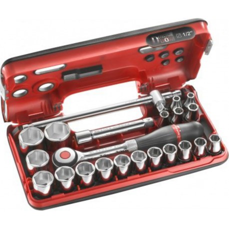 Facom COFFRET DETECTION BOX - CLIQUET MANCHE ROTATIF + DOUILLES 1/2'' 6 PANS - Facom S.360DBOX4PB