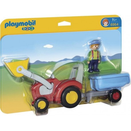 PLAYMOBIL 6964 1.2.3 - Fermier Avec Tracteur Et Remorque