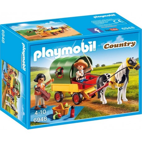 PLAYMOBIL 6948 Country - Enfants Avec Chariot Et Poney