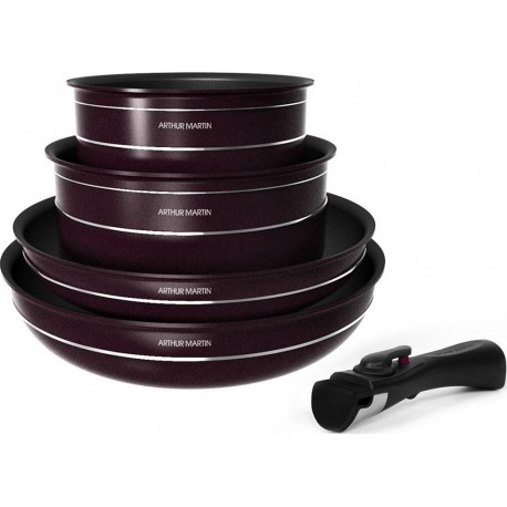 Arthur Martin Batterie de cuisine 5 pieces prune AM066